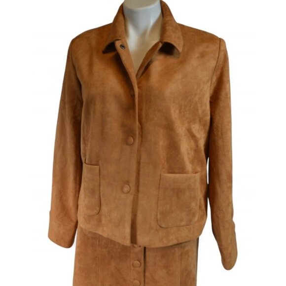 ICHI Studio IHCREVO Almond Suedette Jacket & Skirt Set Size 36 (S) NWT - Picture 2 of 4